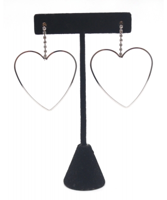 Rhinestone Drop Heart Earrings EH704040 SILVER